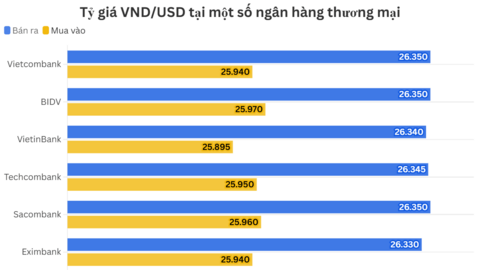 Ngày 11/8: Tỷ giá trung tâm tăng 25 đồng