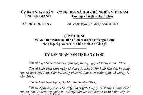 An Giang sắp xếp 122 cơ sở giáo dục công lập cấp xã