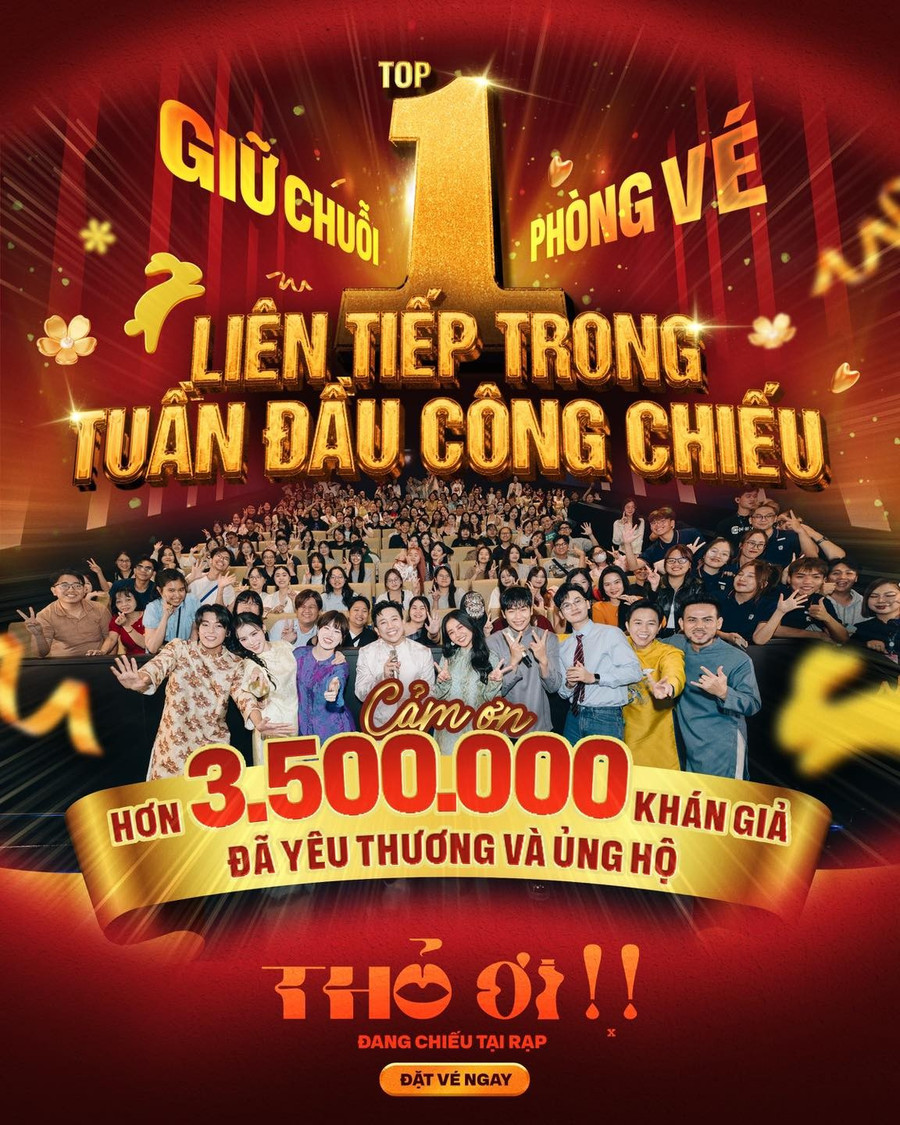 'Thỏ Ơi của Trấn Thành giữ chuỗi top 1 phòng vé liên tiếp trong tuần đầu công chiếu với hơn 3,5 triệu lượt xem. tran-thanh-1.jpg
