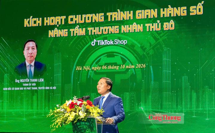 Ông Nguyễn Thanh Liêm, Thành ủy viên, Giám đốc Cơ quan Báo và Phát thanh, Truyền hình Hà Nội phát biểu tại sự kiện.