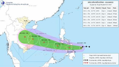 Dự báo áp thấp sau bão số 13 Kalmaegi có thể đạt cấp siêu bão