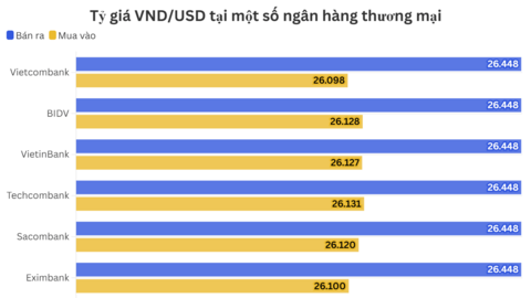 Ngày 23/6: Tỷ giá trung tâm tăng 8 đồng