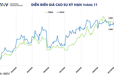 Giá cao su TSR20 giảm mạnh 2,11%, về mức 2.500 USD/tấn