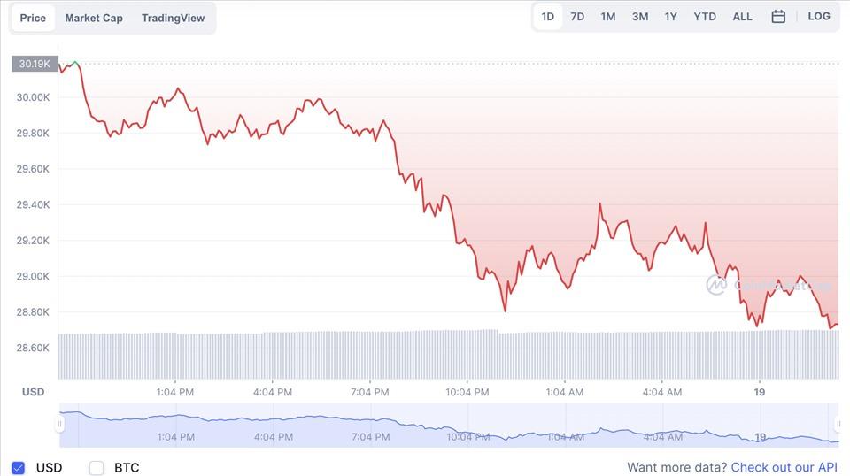 Biến động giá tiền điện tử mới nhất. Ảnh: CoinMarketCap