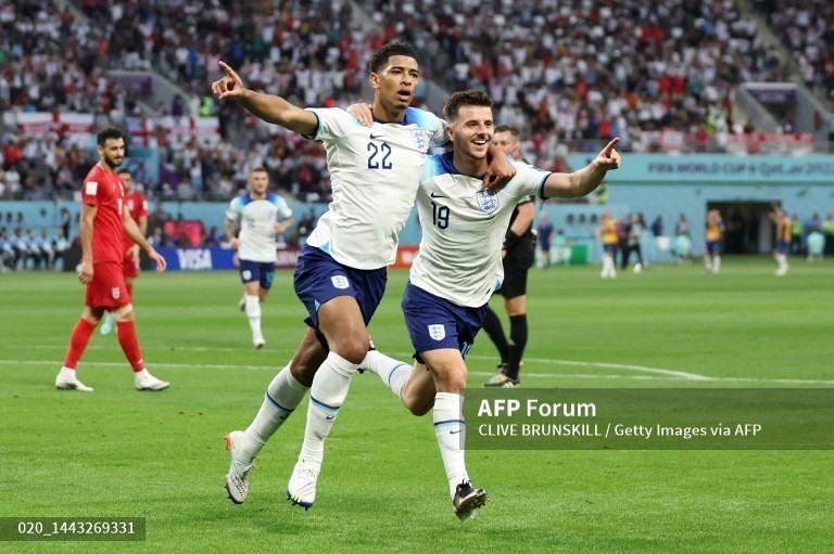 Sao trẻ Bellingham ghi bàn trong chiến thắng 6-2 của tuyển Anh trước Iran. Ảnh: AFP