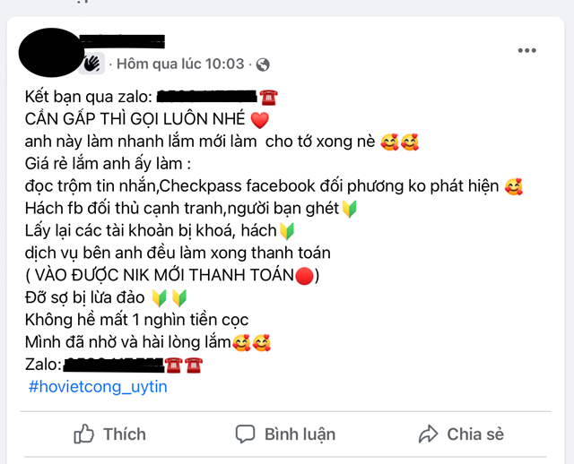 Nở rộ dịch vụ đọc trộm tin nhắn trên mạng xã hội - Ảnh 2.