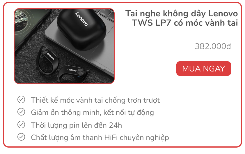 5 tai nghe bluetooth có sẵn móc vành tai cho người hậu đậu, giá từ vài trăm nghìn đồng - Ảnh 2.