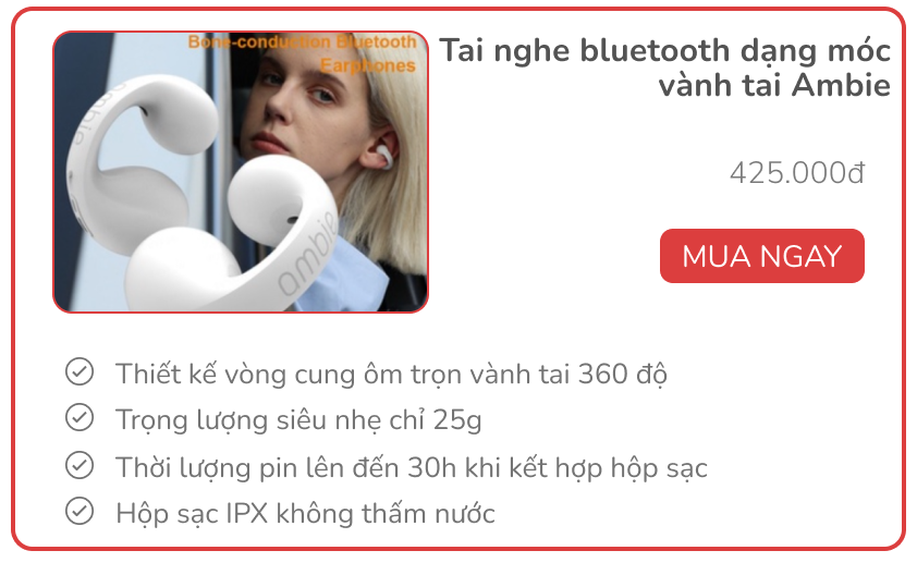 5 tai nghe bluetooth có sẵn móc vành tai cho người hậu đậu, giá từ vài trăm nghìn đồng - Ảnh 5.