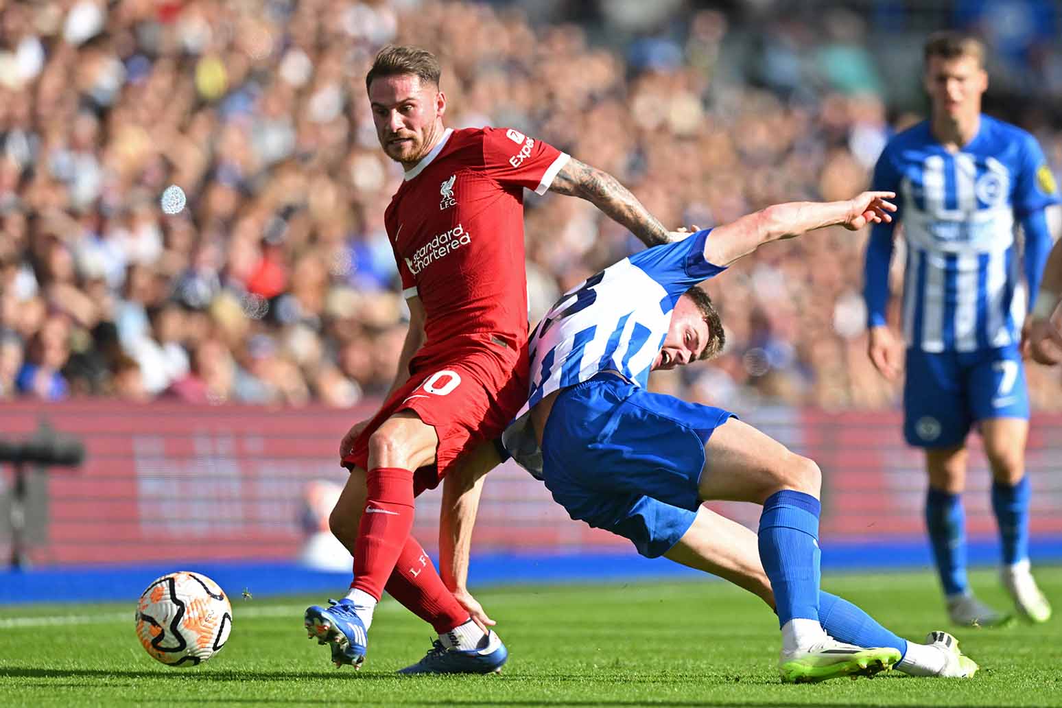 Mac Allister trong trận tái đấu đội bóng cũ Brighton tại vòng 8 Premier League. Ảnh: AFP