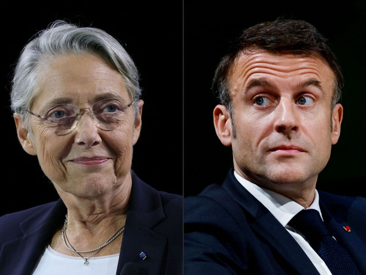 Thủ tướng Elisabeth Borne và Tổng thống Emmanuel Macron. Ảnh: Xinhua