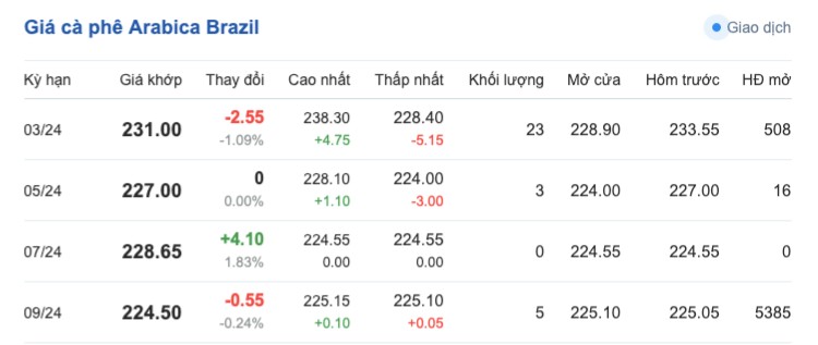 Giá cà phê hôm nay, 5/3/2024: Giá cà phê trong nước