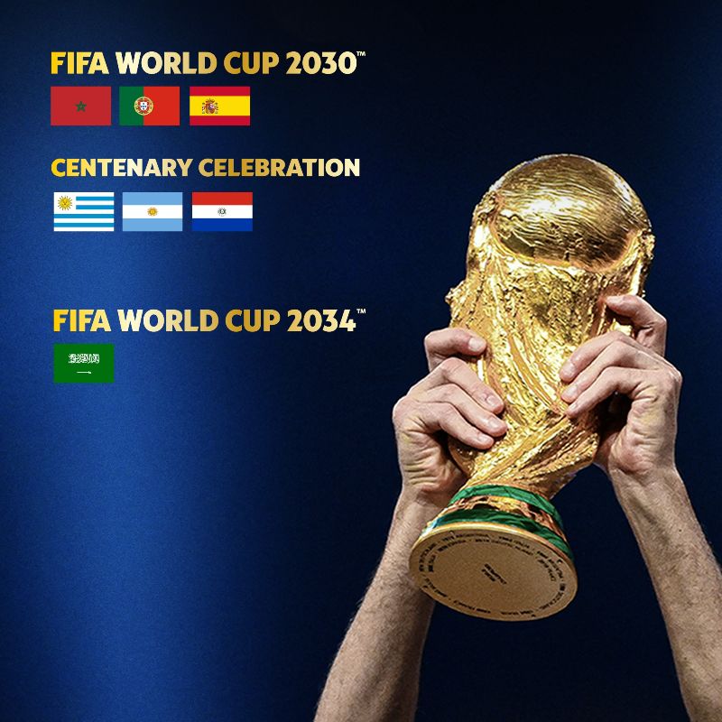 World Cup 2030 tổ chức tại 6 quốc gia, trong khi World Cup 2034 diễn ra ở Saudi Arabia. Ảnh: FIFA
