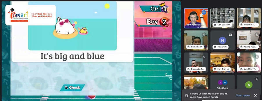 Hình ảnh lớp học tiếng Anh giao tiếp trực tuyến vào buổi tối và cuối tuần do iSMART Education (Chi nhánh Đắk Lắk) tổ chức dành riêng cho học sinh đang theo học chương trình iSMART trên địa bàn tỉnh luôn thu hút rất nhiều học sinh đăng ký tham dự trong năm học 2024-2025. b6-h2.png