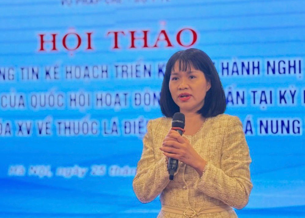 Bà Đinh Thị Thu Thuỷ chia sẻ tại hội thảo. Ảnh: Hương Giang