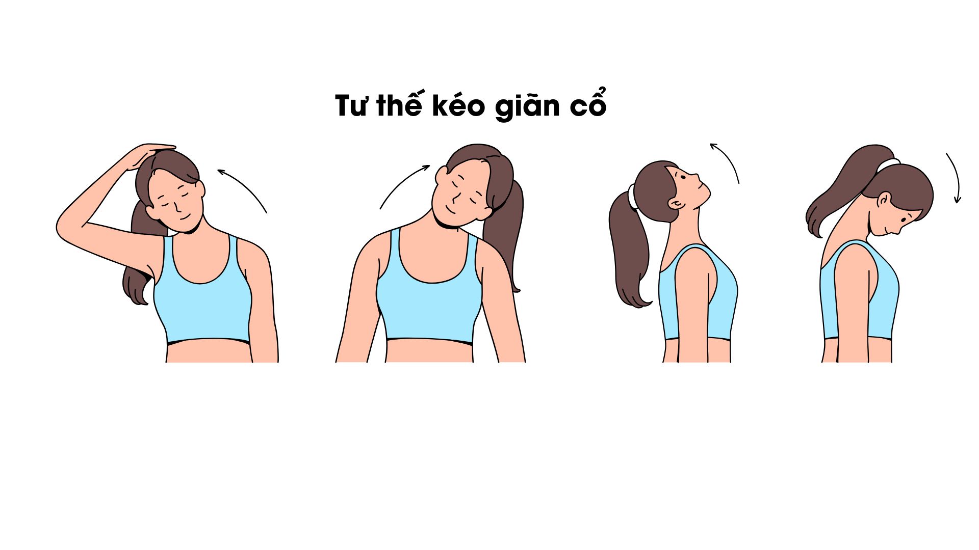 Tư thế kéo giãn cổ (neck stretch). Ảnh đồ hoạ: HÀ MY