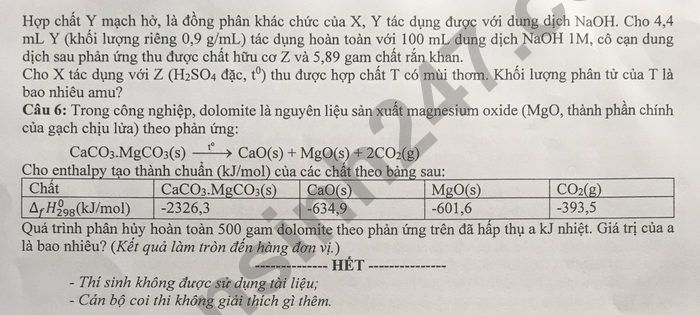 Đề thi thử tốt nghiệp THPT 2025 môn Hóa - Sở GDĐT Hải Dương. Ảnh: Tuyensinh247