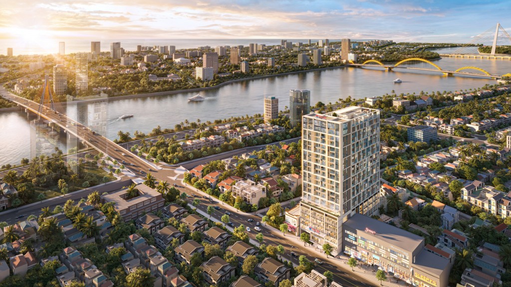 Sun Solar Residence sở hữu vị trí trung tâm hiếm có bên dòng sông Hàn. (Ảnh phối cảnh: Sun Property)