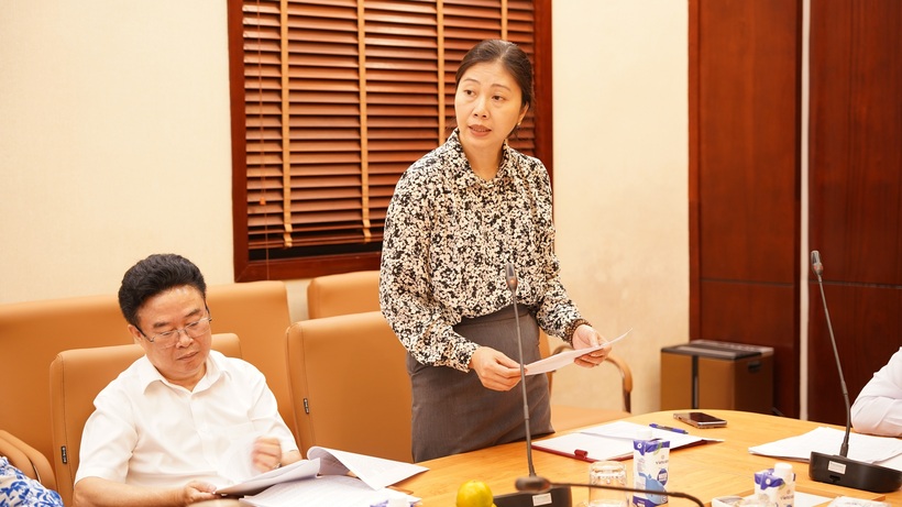 Bà Lê Thị Hồng thông tin về tình hình hàng hoá nửa đầu năm (Ảnh: Phương Lan)