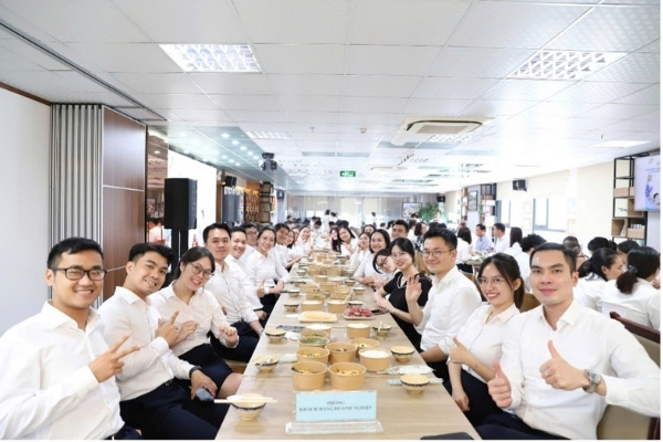 “Bữa cơm Công đoàn” tại Vietcombank chi nhánh Chương Dương. Ảnh: Vietcombank