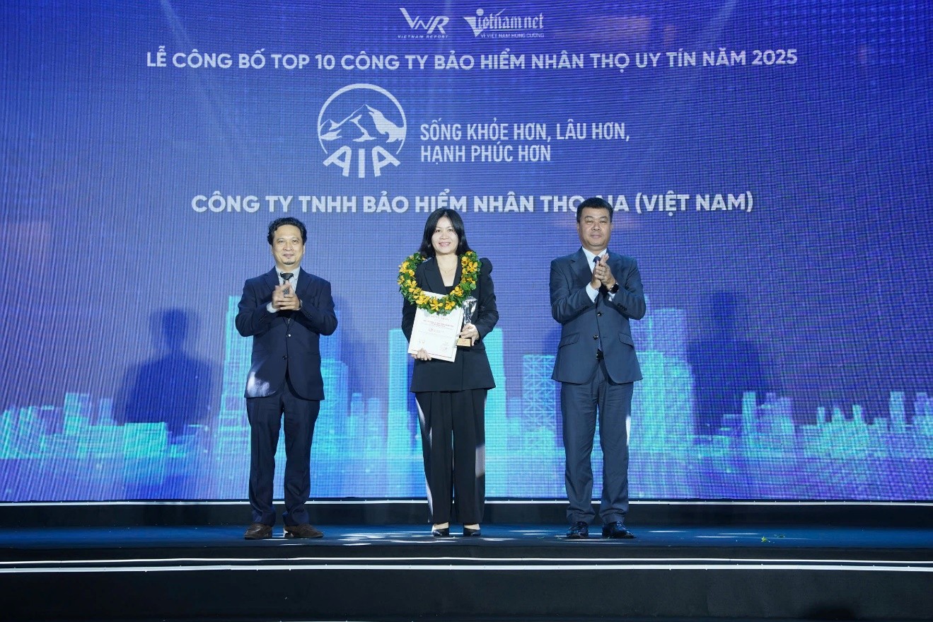 Năm 2025 là năm thứ 10 liên tiếp AIA Việt Nam được vinh danh Top 10 Công ty Bảo hiểm Uy tín. 