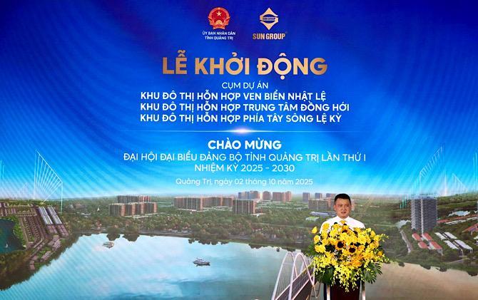 Ông Đặng Minh Trường - Chủ tịch HĐQT Sun Group phát biểu tại buổi lễ. Ảnh: Công Sáng
