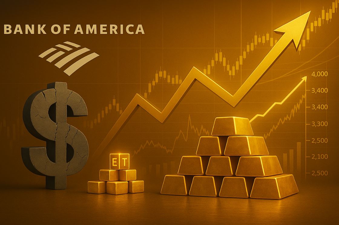 Ngân hàng Mỹ Bank of America cũng là ngân hàng đầu tiên dự báo giá vàng vượt mốc 4.000 USD/ounce. Ảnh: Kitco