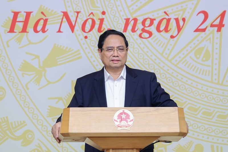 Thủ tướng Chính phủ Phạm Minh Chính phát biểu tại Hội nghị với các bộ, ngành, địa phương, doanh nghiệp về các giải pháp phát triển đột phá nhà ở xã hội. Ảnh: VGP/Nhật Bắc