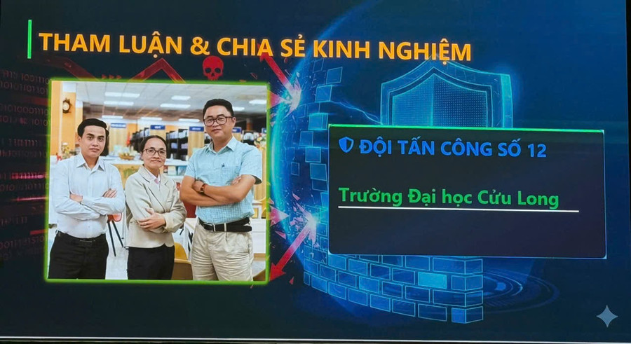Đội của Trường ĐH Cửu Long tham gia diễn tập thực chiến An toàn an ninh mạng và ứng cứu sự cố tỉnh Vĩnh Long năm 2025. truong-dhcl-dien-tap-2.jpg