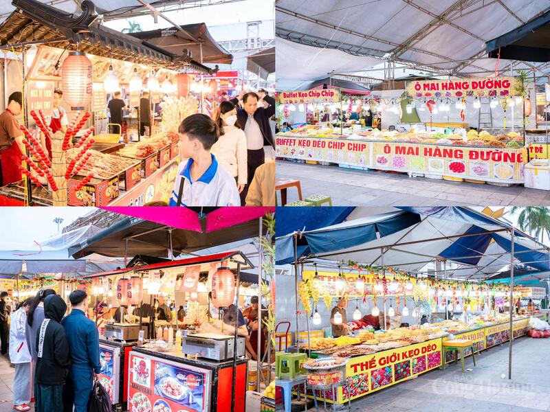 Không gian ẩm thực tại hội chợ tạo điểm nhấn, thu hút đông đảo người dân tham quan