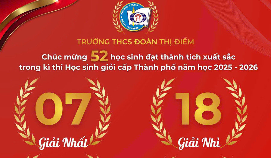 Thành tích ấn tượng của học sinh Trường THCS Đoàn Thị Điểm.