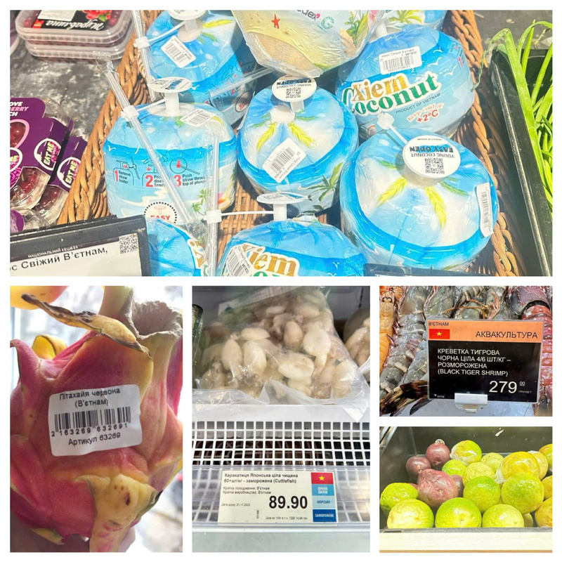 Hàng hóa Việt Nam được bán tại hệ thống siêu thị Goodwine của Ukraine.