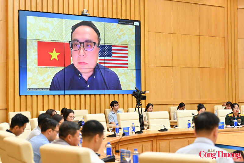 Ông Đỗ Ngọc Hưng - Tham tán Thương mại Việt Nam tại Hoa Kỳ phát biểu trực tuyến tại Hội nghị. Ảnh: Nguyễn Nam