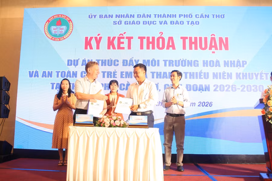 Ký kết thỏa thuận Dự án thúc đẩy môi trường hòa nhập và an toàn cho trẻ em và thanh thiếu niên khuyết tật tại TP Cần Thơ, giai đoạn 2026 - 2030. can-tho-gd-hoa-nhap-4.jpg