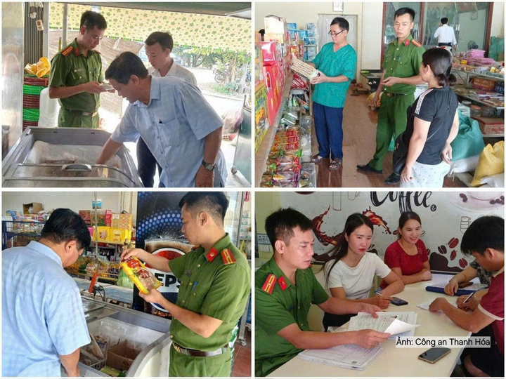Đoàn kiểm tra liên ngành về an toàn thực phẩm của xã Sao Vàng kiểm tra  các cơ sở sản xuất, kinh doanh thực phẩm trên địa bàn.